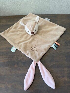Nattou Deer Nursery Lovey Security Blanket Pacifier Holder Fawn Pink Soft